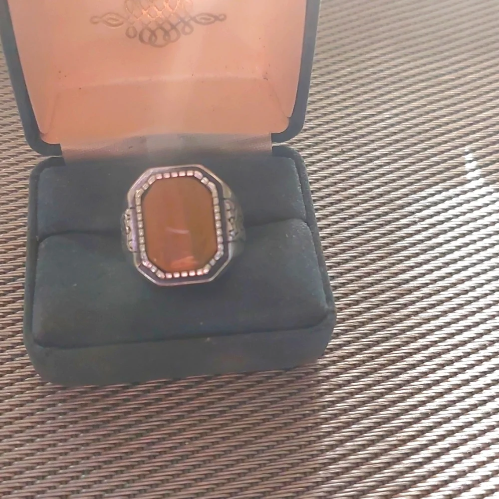 Sterling Silver Men's Tiger Eye Ring sz9 Oxidized